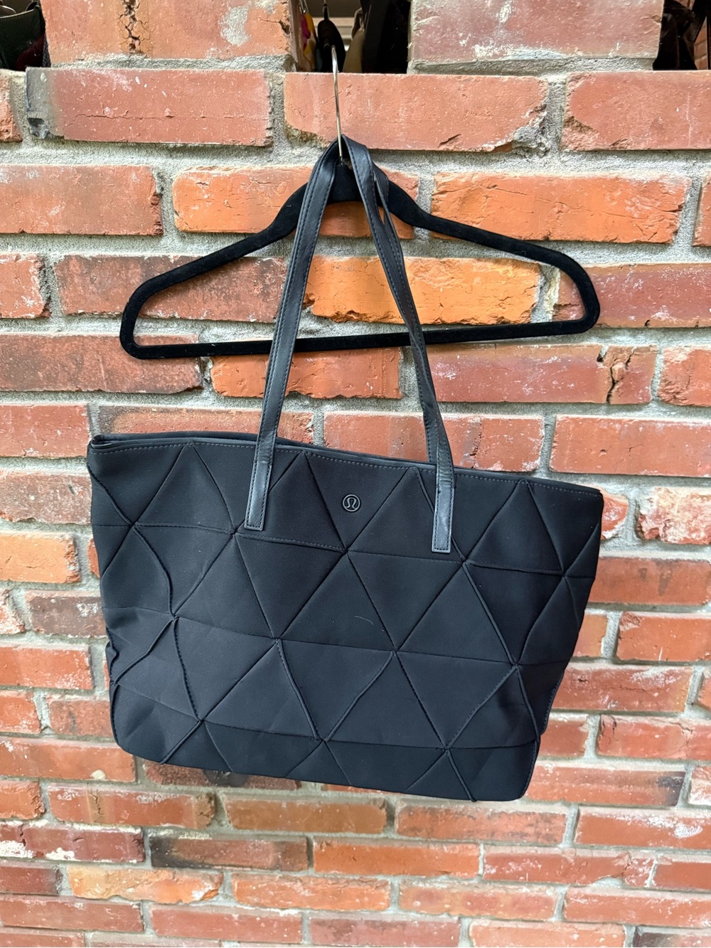 lululemon athletica Black Quilted Triangle-Panel Tote